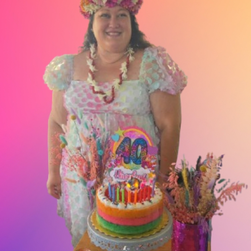 Pastel Rainbow Floral Puff Sleeve Dress - Picture 5 of 5